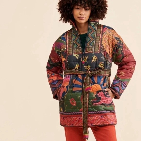 FARM Rio Jackets & Blazers - Farm Rio Printed Reversible Crazy Mix Puffer Jacket Fun Print Boho Hippie M SOLD
